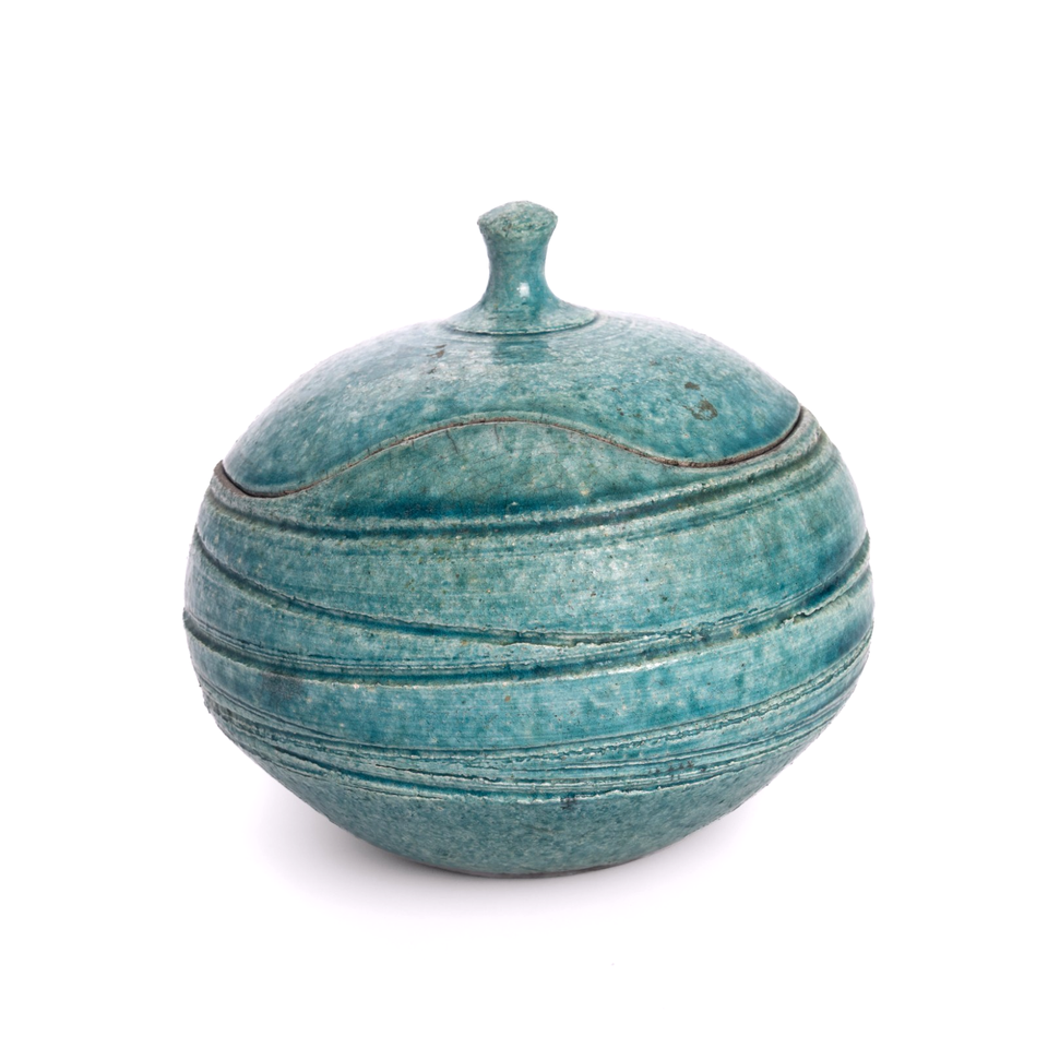 Rick Hand Rick Loewenkamp Raku Pottery Jar Hand Made Signed Blue-Green Glaze | eBay