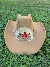 Vintage Cowboy Hat With Feather Band Made In USA