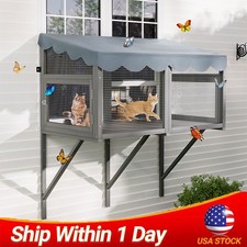 Outdoor Cat Catio, Cat Enclosure Window Perch with Jumping Platform for Pets New
