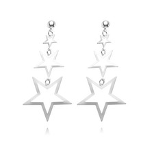 Silver Star Dangle Earrings for Women Big Long Star Tassel Statemen Stud Earring
