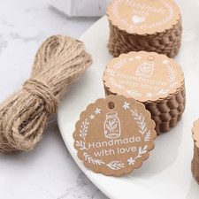 50pcs Kraft Paper Thank You Tags with String   Wedding Favor Gift Tags DIY Label