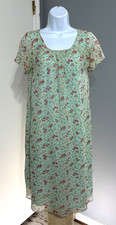 SUNDANCE 100% Silk House Shift Dress Floral Relaxed Sheer-Flutter-Slv 10 Petite