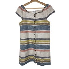 Madewell Texture & Thread Women's Size S Cream Striped Button Up Mini Dress