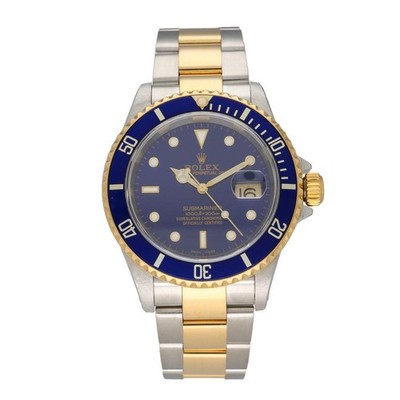 ROLEX Submariner Date Blue 16613 Armbandgröße 18 cm gebraucht Uhr #412230