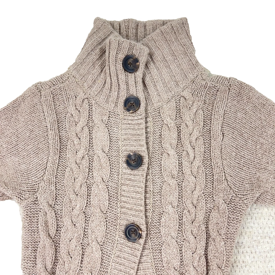 Vintage Y2K Hollister Cardigan Sweater Women Medium Brown Cable Knit Pockets - Image 2 of 4