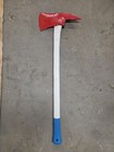 Vtg Antique Firemans Firefighter Wood Handle Axe red, white and blue  — photo 1