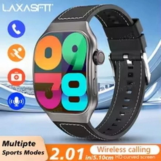 LAXASFIT 2.01 Inch Curved Screen Men's Smart Watch Bluetooth 5.3 HD Call Multipl