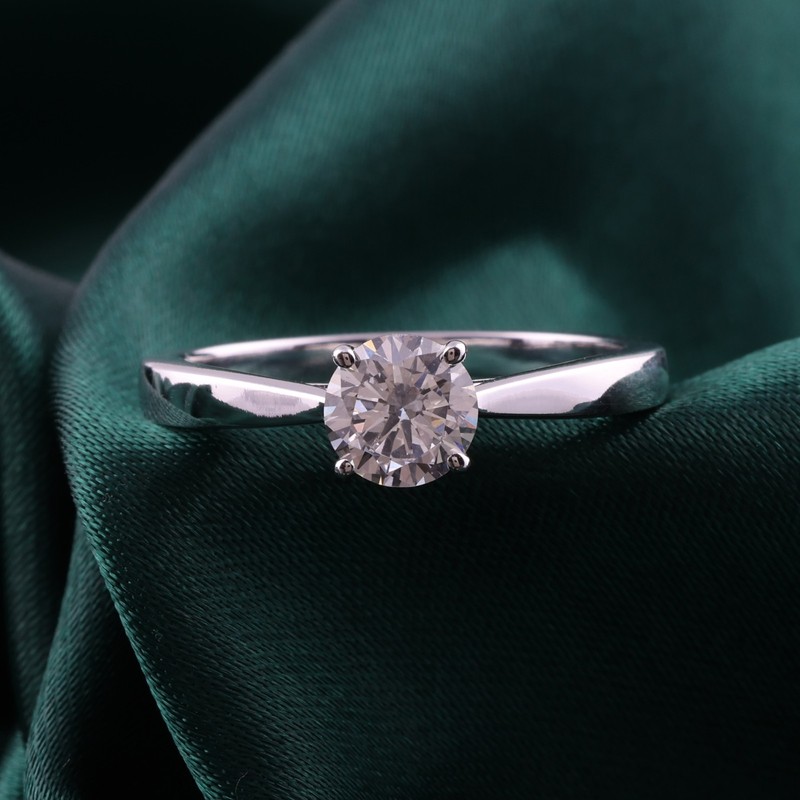 0.71 Ct Lab Grown CVD Round Cut Solitaire Diamond Ring Gift 9k White Solid Gold