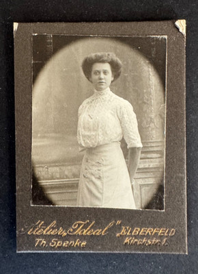 Antikes Portrait Foto Dame Atelier Th. Spenke Elberfeld um 1900 (B2 024)