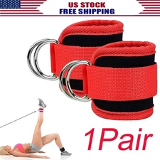 Ankle Straps Cuff Cable Attachment Glute Kickback Workout Leg Extension Gym Red