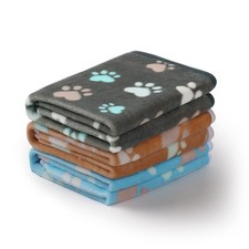 1 Pack 3 Blankets Fluffy Premium Fleece Pet Blanket Flannel Paw Printed Throw...