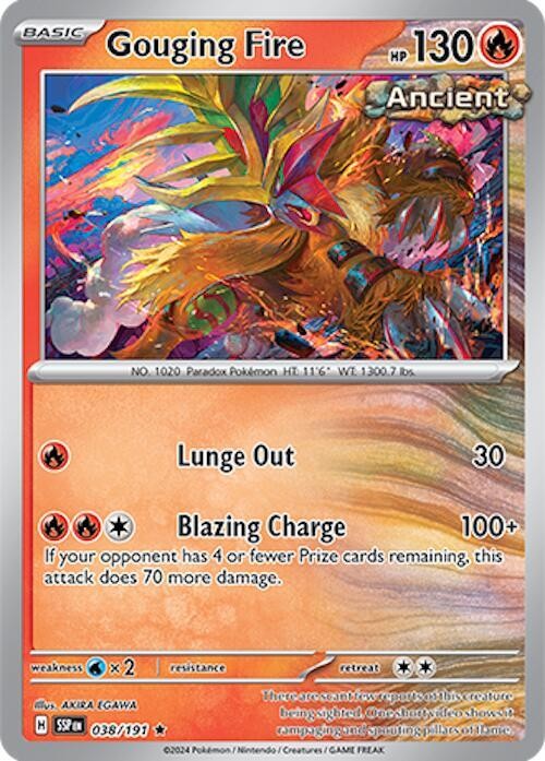Gouging Fire SV08: Surging Sparks 038/191 Holo Pokemon TCG LP
