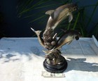 LG Bronze Dolphin Sculpture w'Black Marble Base-18 Photos-TALENTED ARTIST — photo 9