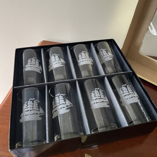 VTG Federal Glass SET 8 Clipper Ship Highball Drinking Or Water Glasses NIB 12oz - Picture 14 of 17