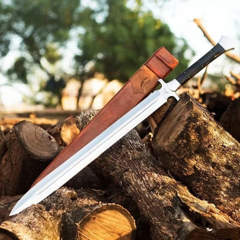 Custom Handmade Carbon Steel Blade Viking Machete Sword| Hunting Sword Camping