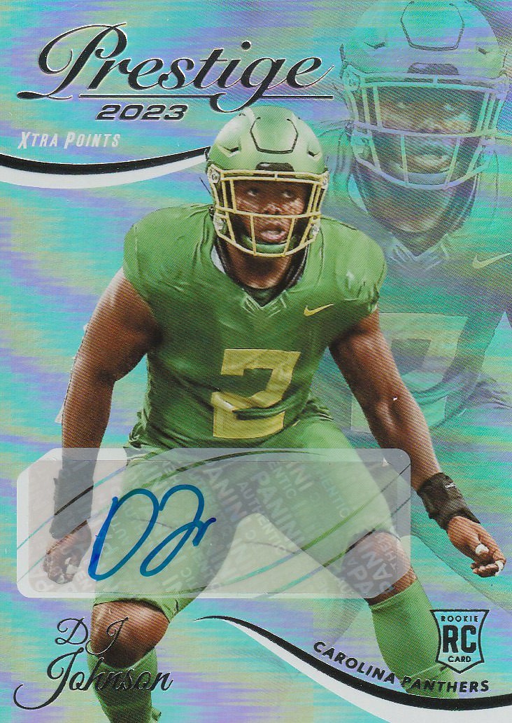 2023 DJ Johnson RC Panini Prestige #330 Xtra Points Auto - Carolina Panthers