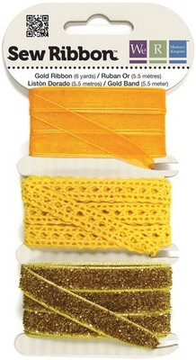 We R Memory Keepers SRR7-1226 Sew Ribbon .39''X6yd-Gold (3Pk)