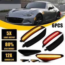 6pcs Front Rear LED Light Side Marker Fender Set Lamp Fit Mazda Miata MX-5 16-22
