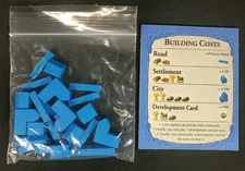 Settlers of Catan Replacement Pieces Cities Settlements Roads Blue Building Card