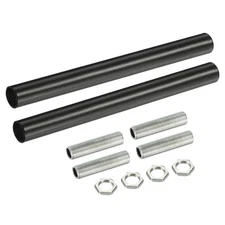 2set M10 Threaded Extension Rod Kit 5.91" Coupling Nut with Pipe Hex Nut Black