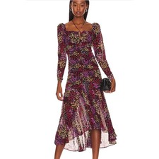 ASTR the Label Athena Midi Dress in Red Floral Chiffon Print Size Small