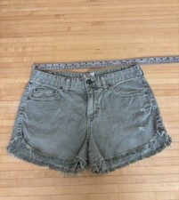 Free People Military Green Cutoff Jean Shorts Women's Size Sz 28 Raw Hem