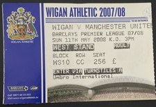 2008 Winning Wigan Athletic V Manchester United Football Match Ticket Stub