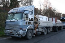Foto camion Iveco 480 TurboStar camion pianale/telo Italia blu CECHEL #d5mg