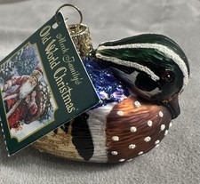 Old World Christmas Glass Blown Ornament Wood Duck New With Tag