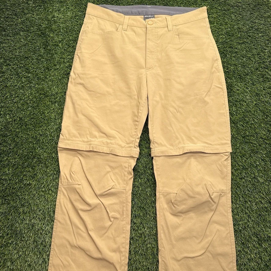 Eddie Bauer Convertible Tech Pants Mens 34x30 (Fits 32x30) Beige Light Nylon