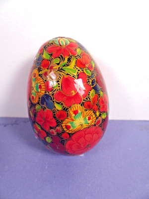 1 Handpainted FLORAL EGG Gold Accents 3'' Easter Holiday Home Decor