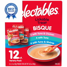 Delectables Bisque Lickable Wet Cat Treats - 1.4 Ounce Pack of 12 ,