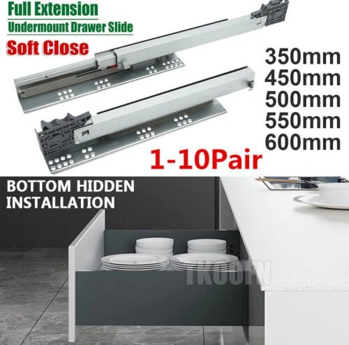 14"-24" Soft Close Concealed Undermount Drawer Runners Slide Full Extension UK - Image 3 of 4