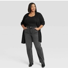 High Rise 90  s Straight Leg jeans Black Washed Sz 17 Ava  Viv