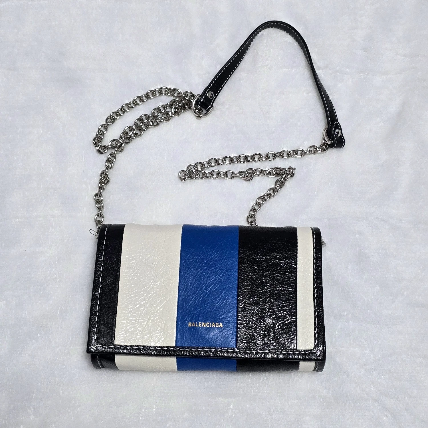 Balenciaga Agneau Arena Multicolor Bazar Shoulder Bag Blue 516460 | MSRP $1390