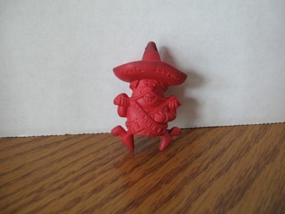 Vintage Frito Bandito Eraser Pencil Topper Red Fritos Chips Advertising Toy