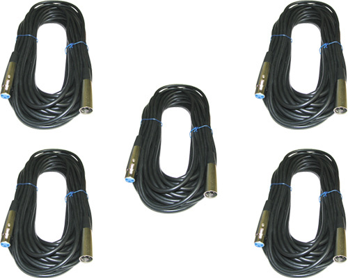 5 PACK 25 FT 3 Pin XLR Male to Female MICROPHONE audio cord mic Shielded cable
