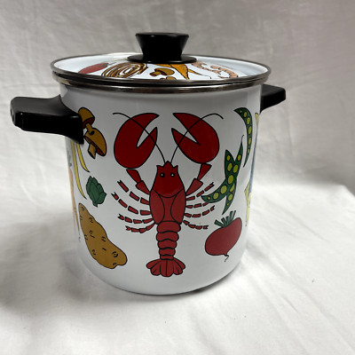 MCM San Ignacio Enamel Seafood Lobster Stock Pot Veggies Beautiful