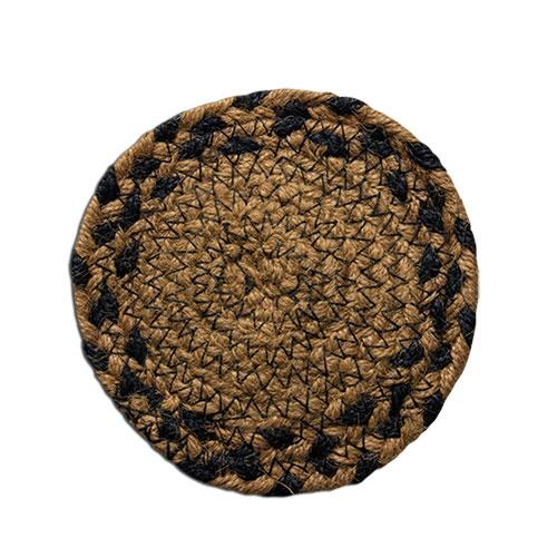iHF Home Decor Ebony Jute Braided Coaster Rug 4.5 Inch Set of 4 for