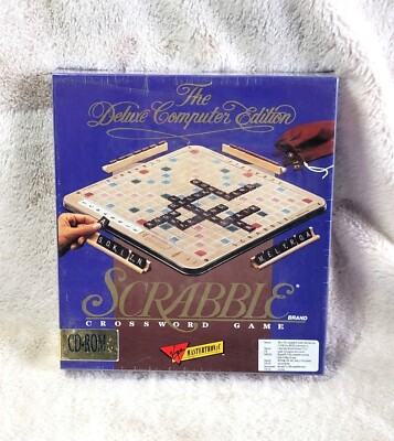 SCRABBLE: THE DELUXE COMPUTER EDITION,  1990 Mint Factory Sealed CD-ROM