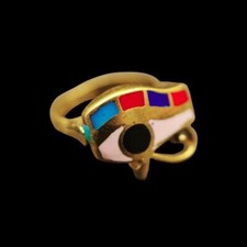 Cute Handmade Brass Ring Band Ancient Egyptian Eye of Horus Symbol of Protection