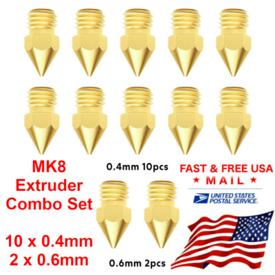 12pcs MK8 V6 Extruder Nozzle Extruder Nozzle Kit 0.4mm 0.6mm for 3D Printer
