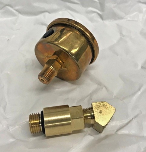 BRASS OIL PRESSURE GAUGE rr MOUNT SHOVELHEAD EVO BIG TWIN 70-99 softail black - Afbeelding 3 van 3