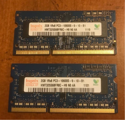 Hynix 4GB (2x2GB) 1Rx8 PC3-10600S DDR3-1333MHz  Memory RAM HMT325S6BFR8C-H9 GOOD
