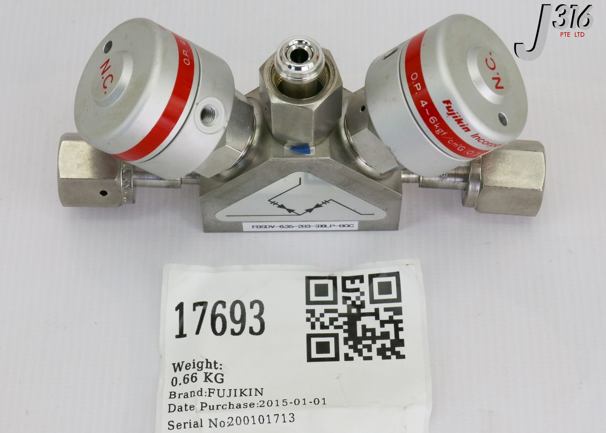 サンプル 17693 FUJIKIN VLV MONBLK, O.P. 4~6KGF/CM2G, P/N: 036782 FBSDV-6.35