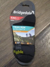 BRIDGEDALE MEN'S TRAIL RUN ULTRA LIGHT T2 LOW HEIGHT BLACK SOCKS  SIZE MEDIUM