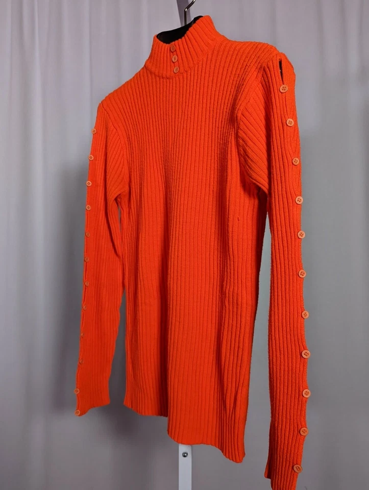 Tarrri Vintage 60s 70s Mod Safety Florescent Orange Bodycon Deconstructed Top - Image 3 of 4