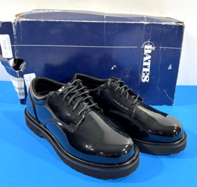 NIB 5 EW WOMEN'S BATES E22741 HIGH GLOSS DUTY OXFORD SHOES BLACK