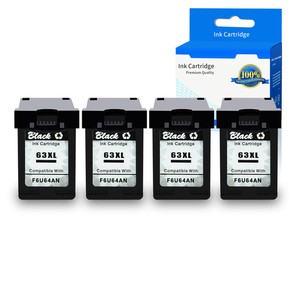 4PK Compatible with HP 63-XL Black F6U64AN 63XL Ink ...