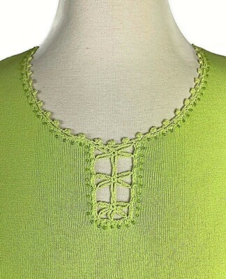 Carducci Beaded & Crochet Ladies Sleeveless Knit tank top light green size XL 